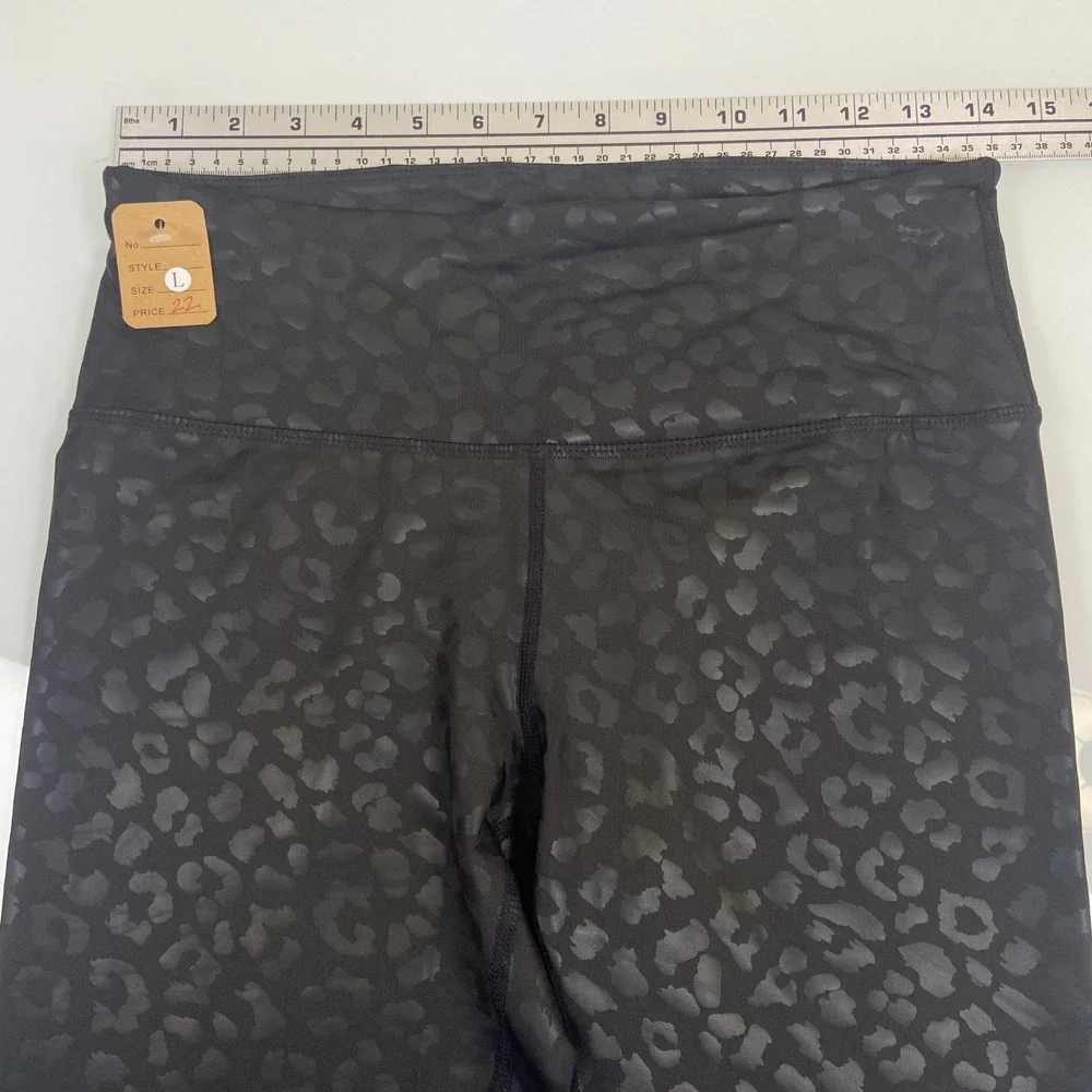 Women's Large Rae Mode Black Leopard Print High Waist Athletic Leggings NWOT - Picture 5 of 9